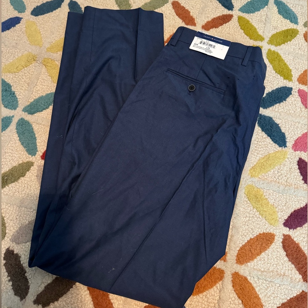 Men's Tommy Hilfiger Navy Blue Pants | Business Casual | Tommy Hilfiger 36x34